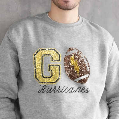 Custom Game Day T-Shirt/Sweatshirt with Sequin, Fall & Winter Sweatshirt, Baseball Football Basketball Mom T-Shirt, Gift for Sports Mom/Sports Lover