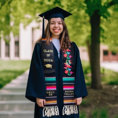 Personalized Mexico Graduation Stole Class of 2024, Floral Embroidered Graduation Sash with Name, High School College University Graduation Gifts