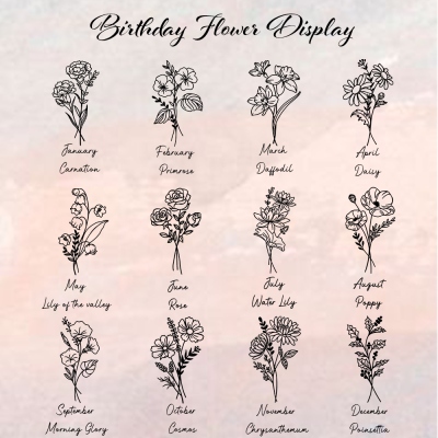 Custom Engrave Birth Flower Necklace with Birthstone Locket, Personalized Initial Disc Pendant Birthstone, Mother‘s Day/Wedding/Anniversary Gift, Gift for Her