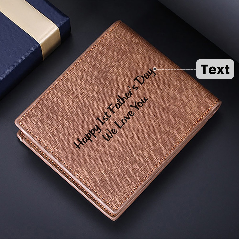 Personalized 1-12 Fist Bump Leather Wallet with Name, Custom Family Card Holder for Men, Father's Day/Birthday Gift for Dad/Grandpa/Husband