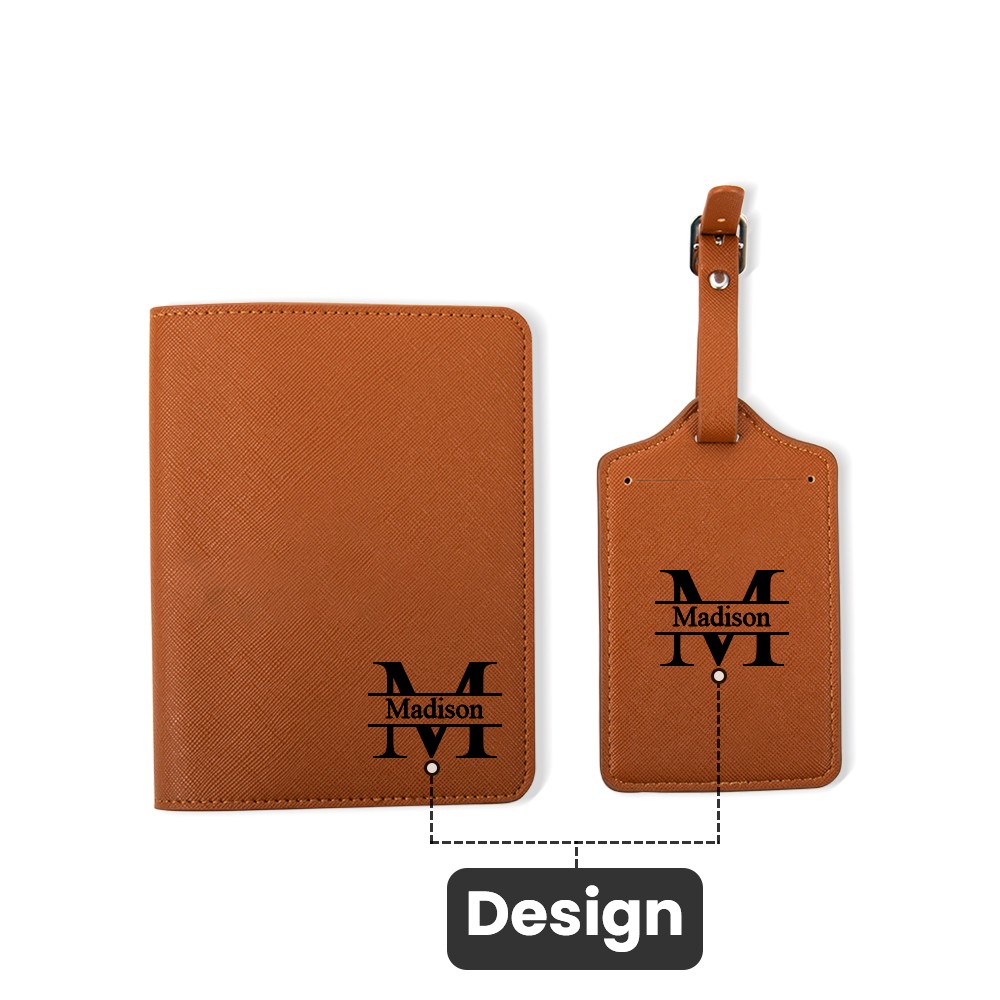 Personalized Multicolor Monogram Leather Passport Holder & Luggage Tag, Graduation Travel/Honeymoon Gift for Friend/Couples/Family/Travel Enthusiasts