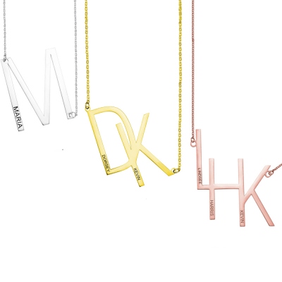 Custom-made Sideways Initial Necklace