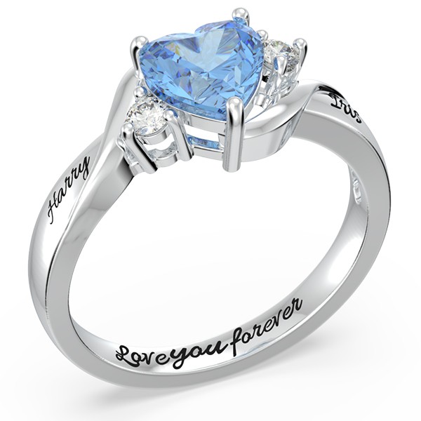 Personalized Heart Stone Promise Ring