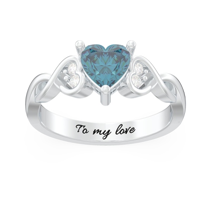 Engraved Heart Stone Infinity Promise Ring