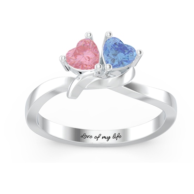 Engraved Couple Hearts Promise Ring