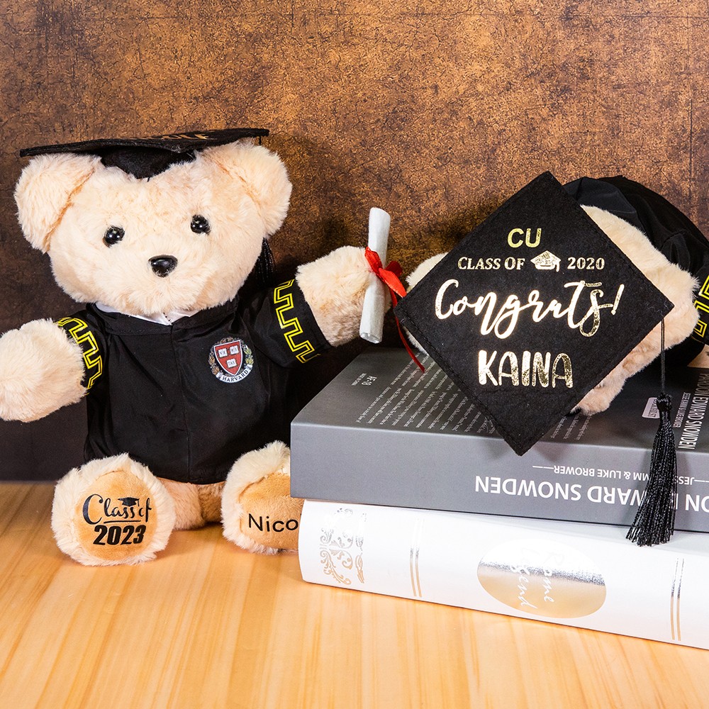 Personalized Graduation Teddy Bear with School Badge