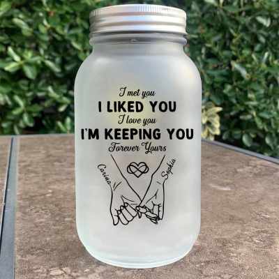 Personalized Couple Pinky Promise Light Up Jar, Custom Name & Calendar Date String Lights Night, Date/Valentine's Day/Christmas Gift for Her/Couple