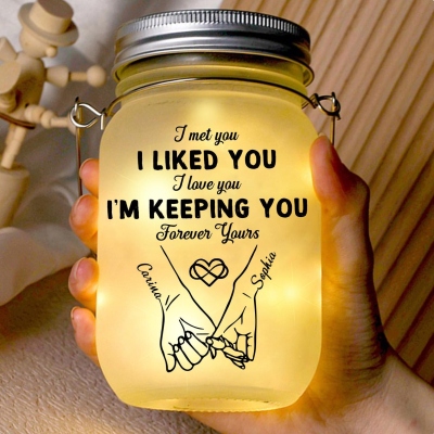 Personalized Couple Pinky Promise Light Up Jar, Custom Name & Calendar Date String Lights Night, Date/Valentine's Day/Christmas Gift for Her/Couple
