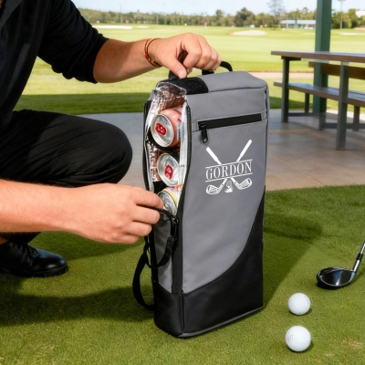 Personalized Name Golf Cooler Bag, Insulated 6-Can Beer Sleeve, Golf Accessory, Birthday/Father's Day/Wedding Gift for Groomsmen/Golf Lovers/Players
