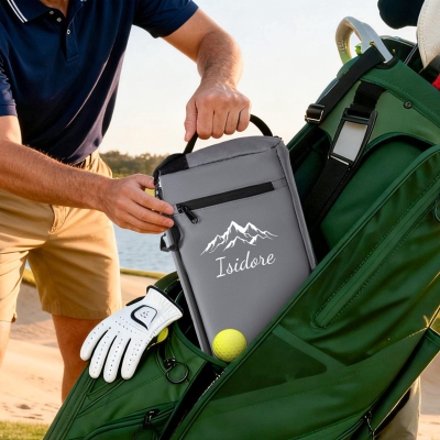 Personalized Name Golf Cooler Bag, Insulated 6-Can Beer Sleeve, Golf Accessory, Birthday/Father's Day/Wedding Gift for Groomsmen/Golf Lovers/Players