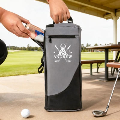 Personalized Name Golf Cooler Bag, Insulated 6-Can Beer Sleeve, Golf Accessory, Birthday/Father's Day/Wedding Gift for Groomsmen/Golf Lovers/Players