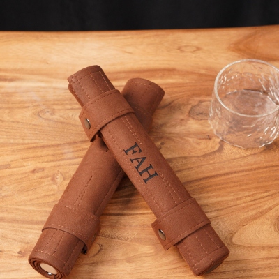 Personalized Leather Backgammon Set with Name, Vintage Travel Portable Roll-Up Board, Game Night Accessories, Birthday Gift for Chess Lovers/Groomsmen