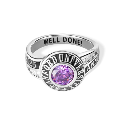 Custom Engraved Birthstone High School Class Ring with Name & Year, College/University Graduation Ring, Class of 2025 Graduation Gift for Graduates