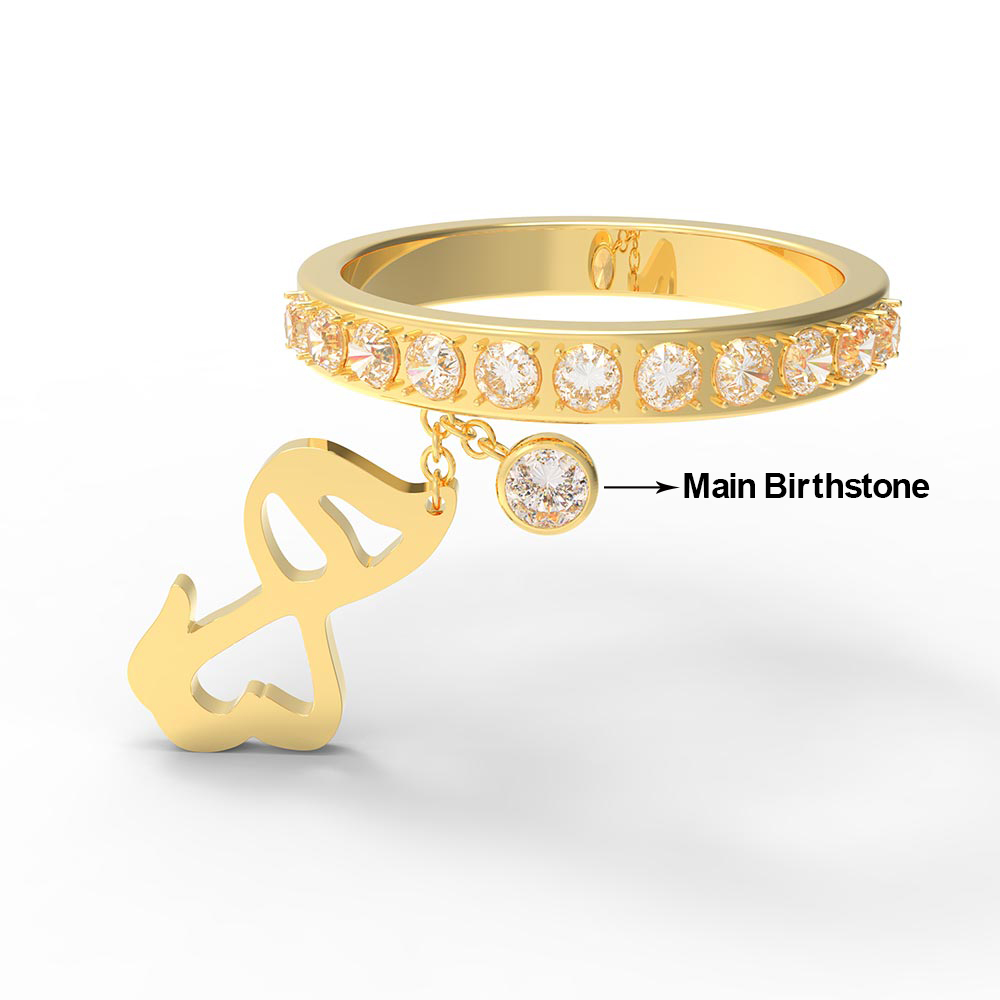 Anel de Birthstone personalizado com cachorro