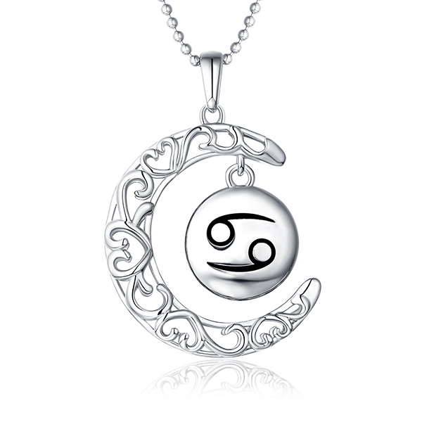 Customized Hollow Moon With Zodiac Sign Necklace - GetNameNecklace