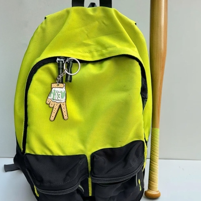 Custom Baseball Ice Cream Drip Keychain with Name Number, Baseball Batting Glove Design Bag Tag, Birthday/Christmas Gift for Baseball Lovers/Fans