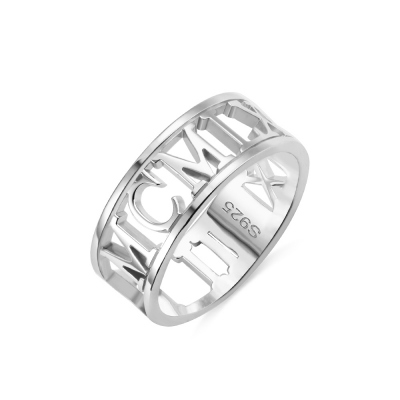 Custom Sterling Silver Roman Numerals Ring