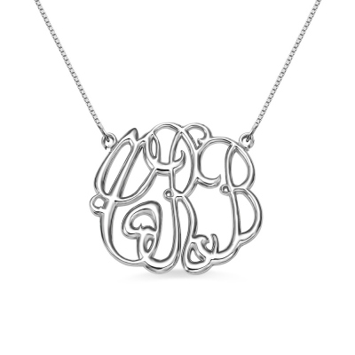 Celebrity Cube Premium Monogram Necklace Gift Sterling Silver