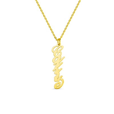 Vertical Carrie Name Plate Necklace 18K Gold Plated