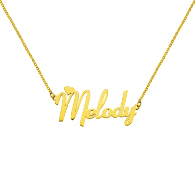 Personalized Gold Plated Silver Fiolex Girls Font Heart Name Necklace