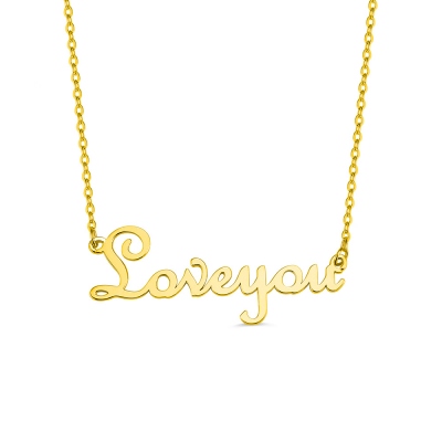 Personalized Cursive Name Necklace 18K Gold Plated