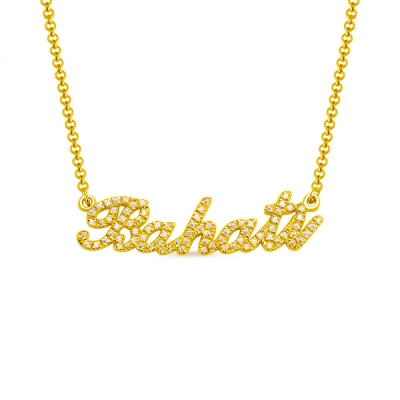 Personalized Gold Birthstones Name Necklace
