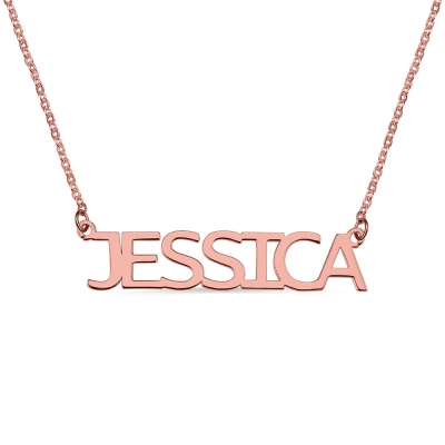 Block Letter Name Necklace Rose Gold - 