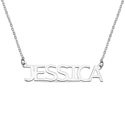 Block Letter Name Necklace Silver - 
