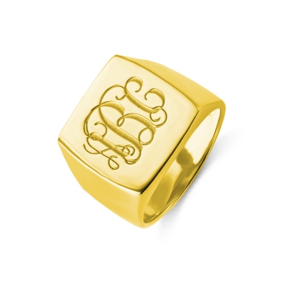 18K Gold Plated Fashion Monogram Initial Ring
