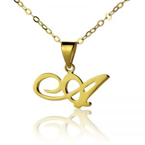 Solid Gold Christina Applegate Initial Necklace - 10K/14k/18k
