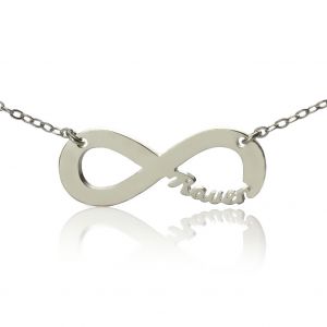 Solid White Gold Infinity Name Necklace