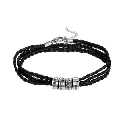 Men Stylish Stainless Steel Bracelet Embedded with Beads