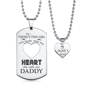 Personalized Father and Daughter Dog Tag Necklaces, So There is This Girl Who Kinda Stole My Heart She Calls Me Necklaces for Thanksgiving, Christmas