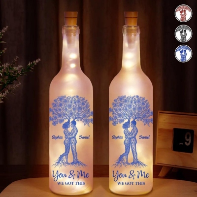 Custom Name Toile De Jouy You And Me We Got This Bottle Light, Romantic LED Night Light, Home Decor, Anniversary/Wedding/Christmas Gift for Couple