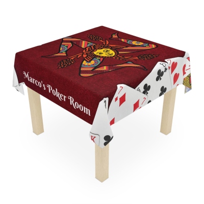 Trinacria Sicilian Playing Cards Tablecloth, Personalized Poker Room Table Cover with Name, Cribbage Party, Poker Tablecloth, Playroom Home Decor