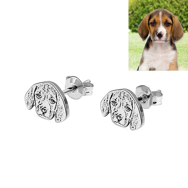 Pet Photo Stud Earrings in Silver - GetNameNecklace