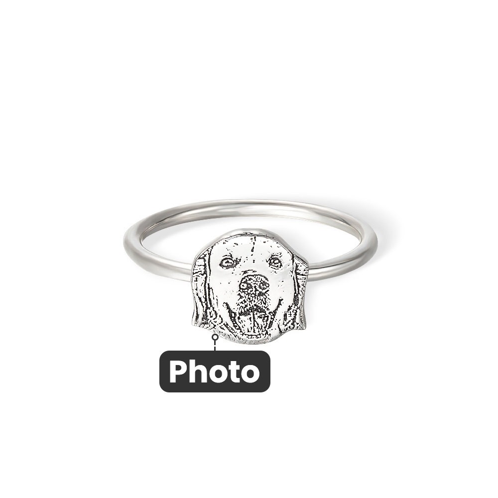 Personalized Pet Portrait Ring with Engraved 1-4 Dog/Cat Photo, Pet Memorial Jewelry, Gift for Pet Owner/Pet Lover
