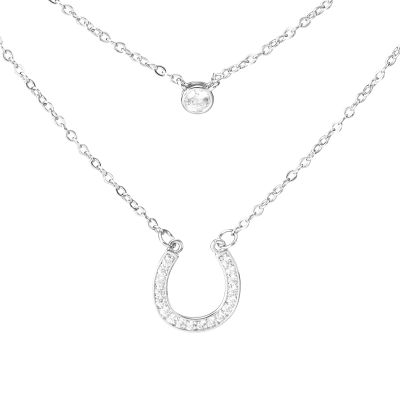 Horseshoe Shaped Cubic Zirconia Layered Necklace Set, Layering Lucky Necklace, Birthday/Wedding/Anniversary Gift For Her/Bride/Mom/Friends