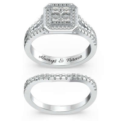 Halo Princess Cut Bridal Sets