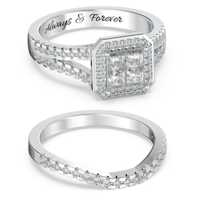 Halo Princess Cut Bridal Sets