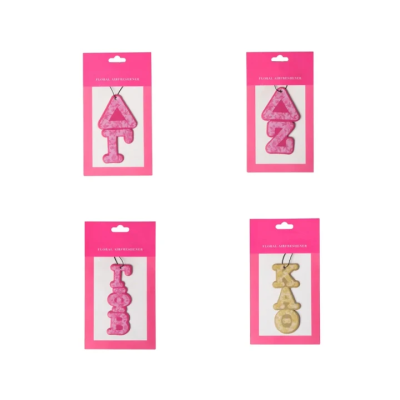 Personalized Sorority Floral/Striped Bow Air Freshener with Greek Letters, New Sorority Member Aromatherapy, Sorority Bid Day Gift for Girls/Friends