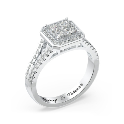 Princess Cluster Engagement Ring