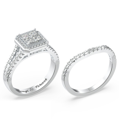 Halo Princess Cut Bridal Sets