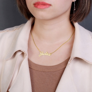 Gold Script Necklace