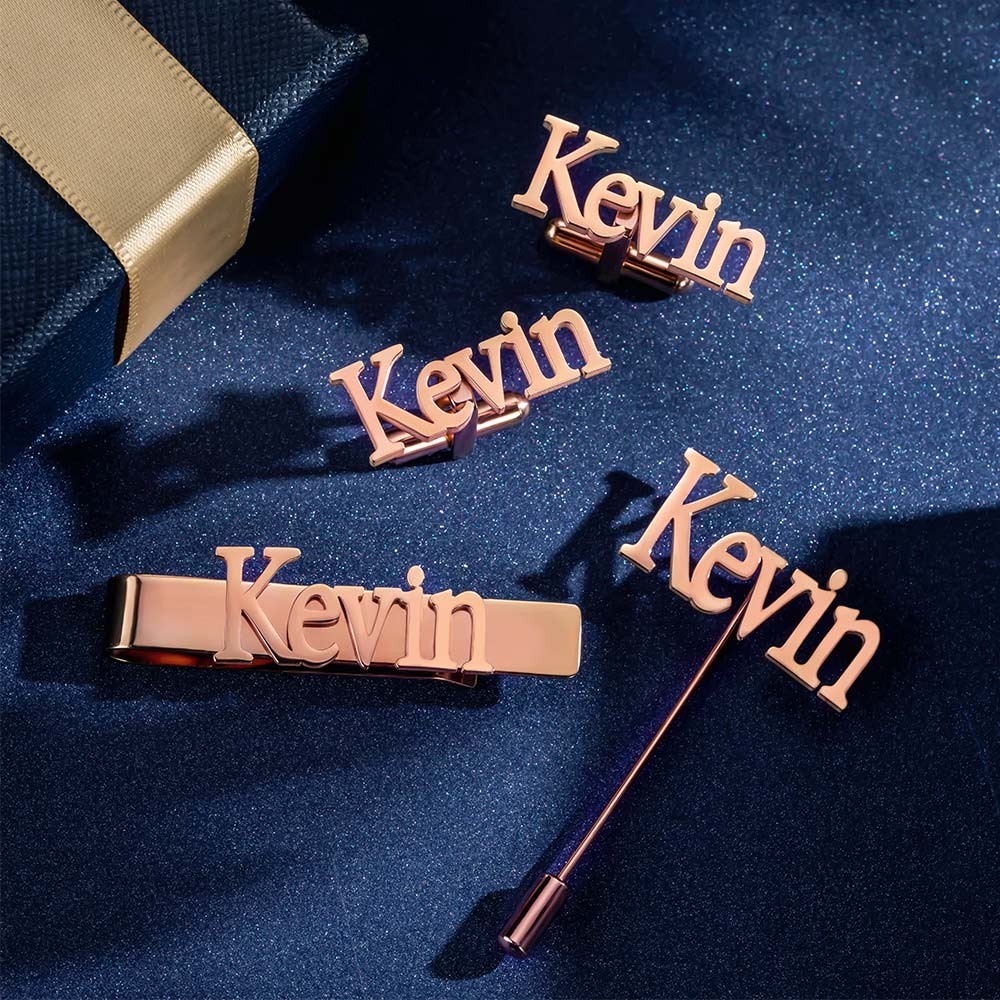 Personalized Cufflinks/Lapel Pin/Tie Bar With Initial or Name, Father's Day, Birthday, Wedding, Anniversary Gift for Men