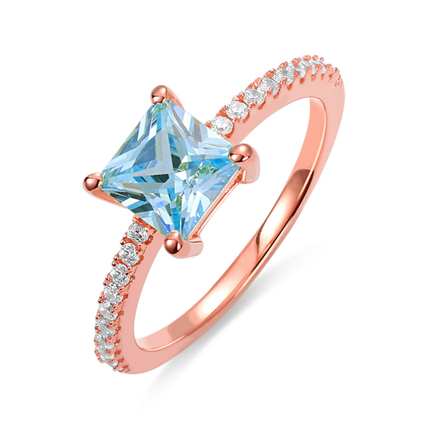Princess-Cut Birthstone Ring in Rose Gold