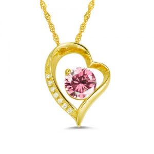 Personalized Cubic Zirconia Heart Necklace Gold Plated