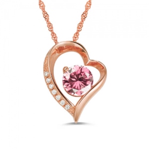 Personalized Birthstone Heart Love Necklace In Rose Gold