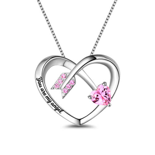 Stainless Steel Twin Hearts Arrow Pendant Chain Necklace 