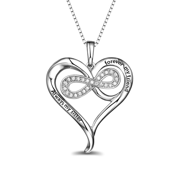 Heart Necklace in Sterling Silver Personalized & Custom Made Eternal Love Collection 